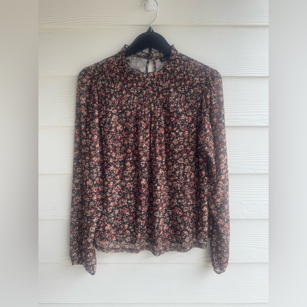 Greige Floral Long Sleeve Top